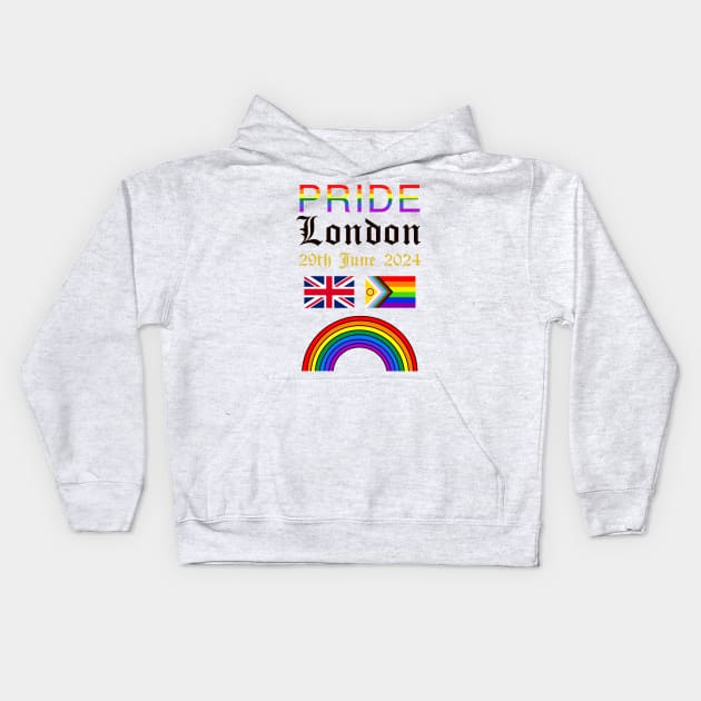 Pride London UK 2024 Kids Hoodie by Hedgehog Bubbles